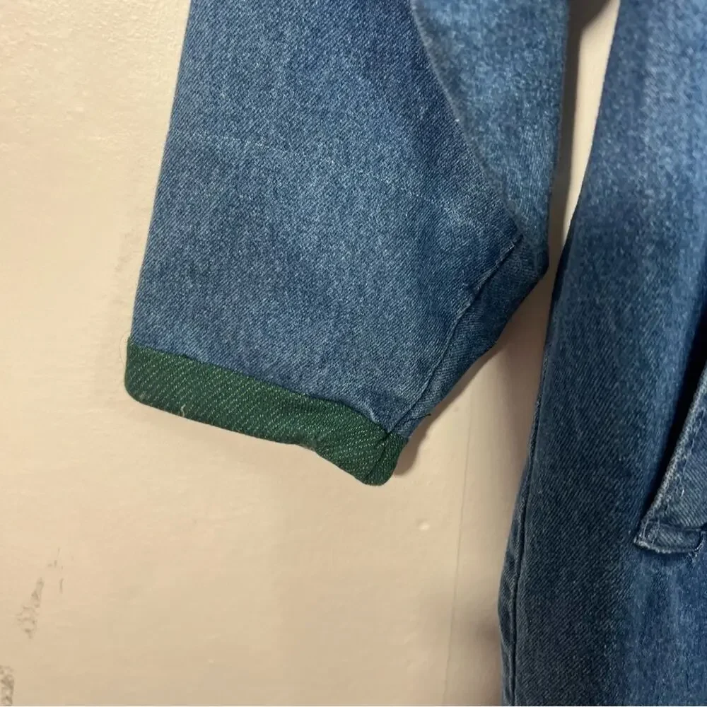 Vintage Denim Applique Created By Connie Oversized Long Trench Coat Size XS